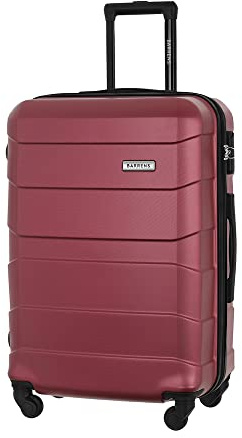 BARRENS Mittel Koffer | Aufgabegepäck | 66x46x26 cm | 60 L | Hochschlagfestes ABS-Material | Chiffrierschloss Reisekoffer | 4x360 Rollen | Hartschalenkoffer | Airline-kompatibel | Burgund