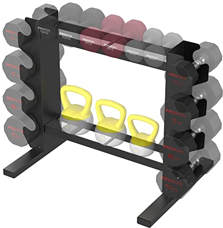 PROIRON Kompakte.stabile Hantelablage 20 Kurzhanteln.Mehrstöckige Hantelablage mit extralangen Stahlrohren (200 kg Belastbarkeit) Hantelständ Gewichtsständ Gewichtsaufbewahrungsständ