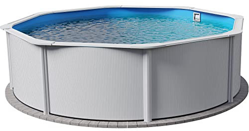 Planet Pool Stahlwandpool Set (5-teilig) hoch rund Classic 450 x 120 cm, Stahl 0,4 mm weiß Folie 0,3 mm blau
