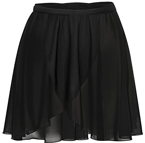 tanzmuster Ballett Wickelrock Damen - Karlotta - feiner, elastischer Netzstoff - Wickelband aus Lycra - schwarz 36 - schwarzer Ballettrock - Ballettkleidung für Erwachsene
