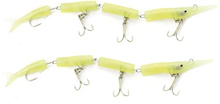 Kit 2 STK. Gegliederter Hornhecht mit 3 Drillingen und Haken 23 cm #02 Fluo