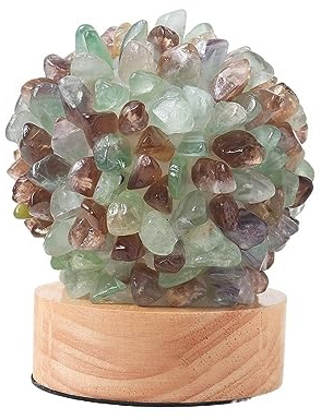 HXSCOO Natural Crystal Lamp Rose Quartz Amethyst Stone Gravel Adhesion Reiki Cluster Healing Home Decor Mineral Specimen (Color : Fluorite)