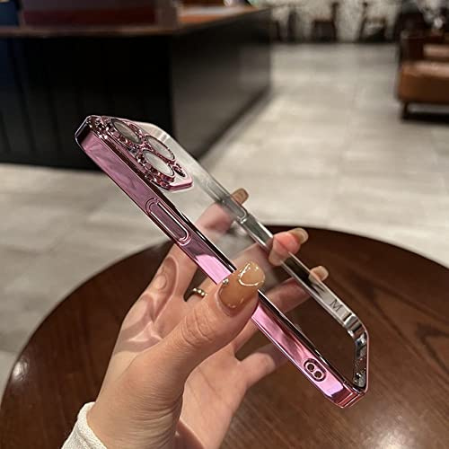 NICRX Custodia protettiva elettrolitica di lusso per iPhone 11 12 13 14 Pro Max Xs XR Max 7 8 Plus Mini SE 2020 Cover morbida trasparente, rosa, per iPhone 12Pro
