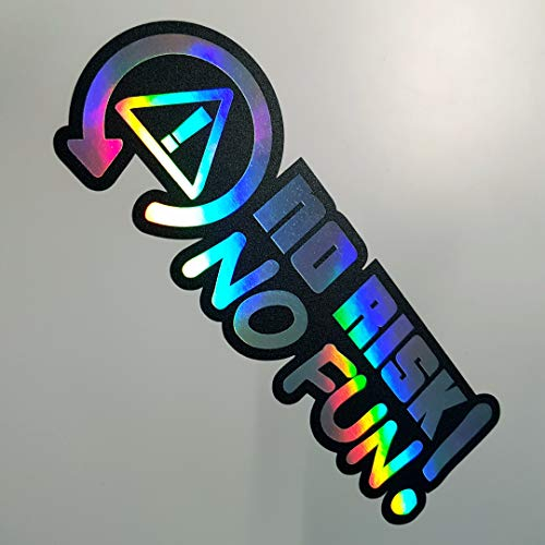 Folien-Zentrum - 2x No Risk No Fun Oilslick Schwarz 14,5 x 5 cm - hochwertiger Aufkleber Auto Tuning - OEM JDM Auto Sticker - Lustige Auto Aufkleber - Stickerbomb - Autoaufkleber - Made in Germany (2)