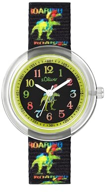 s.Oliver Armbanduhr Kinder, Quarzuhr Analog, mit Nylon/Textil Armband,3 bar Wasserdicht, Kommt in Uhren Geschenk Box