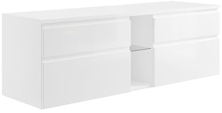 Vente-unique - Mueble de baÒo Flotante - Color Blanco - 150 cm - Magdalena II
