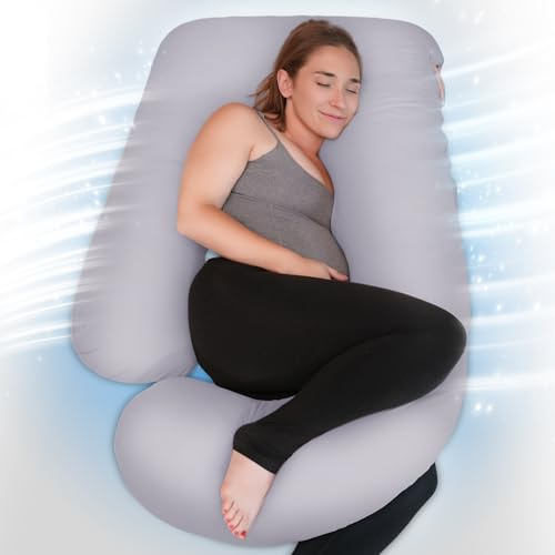 PinkFroggie Raffreddamento Seta Cuscino Gravidanza,Cuscino Gravidanza per Dormire a Forma di U Supporto Maternità,Supporto per Schiena,Fianchi,Gambe, Pancia per Donne Incinte