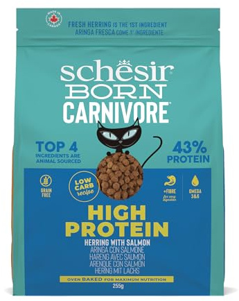 Schesir BORN Köttätare, sill och lax, bakade vuxna kattkroketter (255 g påse)
