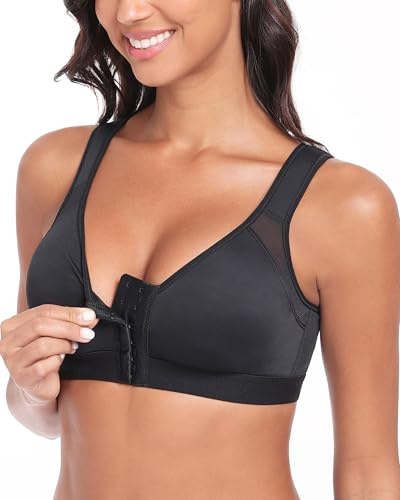 DotVol Front Fastening Posture Bra for Women Wirefree Unpadded | Wide Adjustable Straps, Plus Size, for Large Breasts, Breathable Mesh Back, Post Surgery, Sports Bra, Everyday Bra