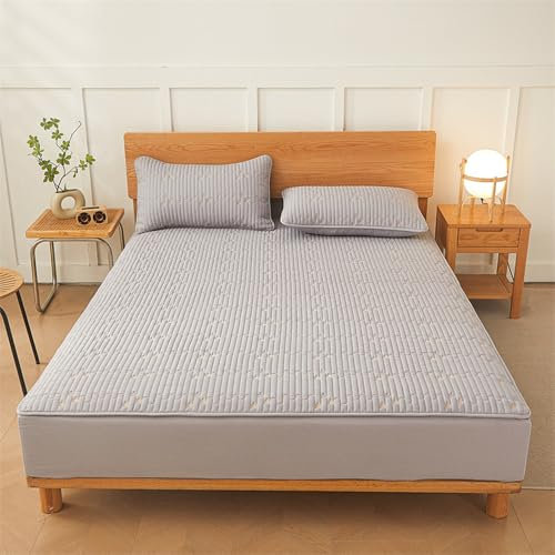 HAIBA wasserdichte Matratzenauflage 200 x 220cm SPANNBETTLAKEN Bis 30 cm Matratzenhöhe Inkontinenzauflage Rundumgummi Atmungsaktiv Baumwolle Rundumbezug waschbar grau
