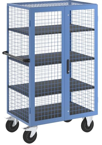 eurokraft pro | Etagenwagen | Doppelflügeltür, 3 Etagenböden, lichtblau