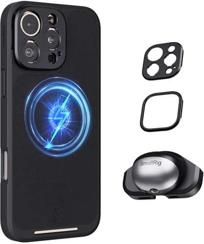 SMALLRIG FilMov Kit Phone Case Leggera per iPhone 16 Pro Max, Custodia per Video per Telefono con Impugnatura di Cattura/Piastra Posteriore per Obiettivo con T-Mount, Supporto per MagSafe - 4987