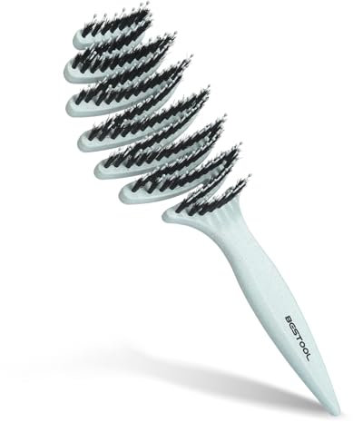 BESTOOL Spazzola per capelli organica, spazzola per capelli con setole di cinghiale con punte in nylon, per donna, uomo, bambino, spazzola per capelli senza tirare per capelli bagnati e asciutti
