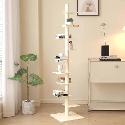 Metall Bücherregal 9-Stufiges, Freistehend Lagerregal DIY Drehbaren Bücherregal mit Buchrücken, Display-Regal für Wohnzimmer, Schlafzimmer, Büro