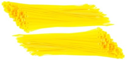 TERF® 100 Pcs Yellow Cable Ties 200mm (8'') X 3.6mm Premium Nylon Zip Ties Wraps Secure Self Locking Mechanism Plastic Tie for Home Office Garden Garage Workshop DIY Multi use