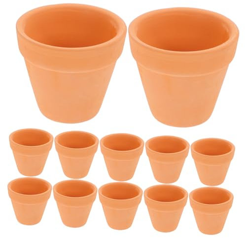 Toyvian 12piezas Mini Macetas De Terracota con Orificio De Drenaje Macetas Pequeñas Redondas De Barro para Suculentas Cactus y Jardinería Interior Medidas