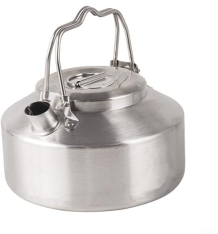 Bouilloire de camping pour cuisinière à gaz, bouilloire de camping, bouilloire de camping 1 L en acier inoxydable, cafetière portable et légère