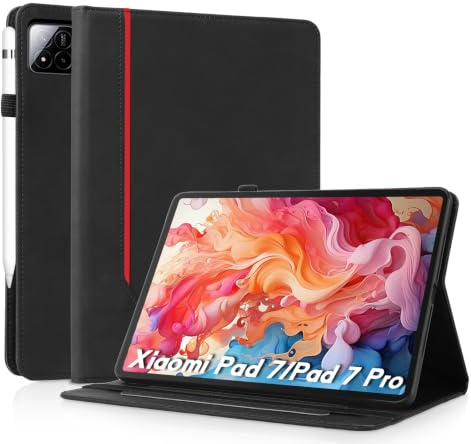 AsWant Funda para Xiaomi Mi Pad 7/7 Pro (11.2 Pulgadas), Modelo 2025 - Protectora TPU con Soporte/Cartera Funda Xiaomi Pad 7 (Negro)