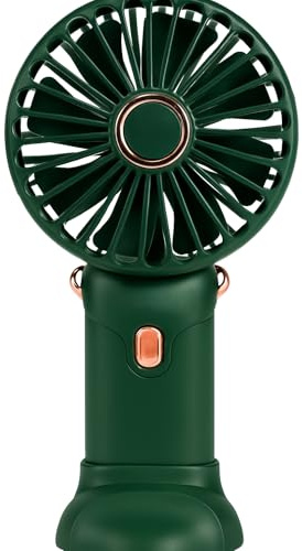 Hand Held Fan, Portable Handheld USB Rechargeable, Green | 5 Speeds, Battery Operated, Foldable Desk Desktop, LED Display, Home Office Bedroom Outdoor Travel