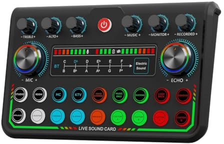 PpAaJK Carte son P99 Live Mixer Podcast Carte Son Carte Vocale pour Téléphone PC Ordinateur DJ-Music Studio Mixer