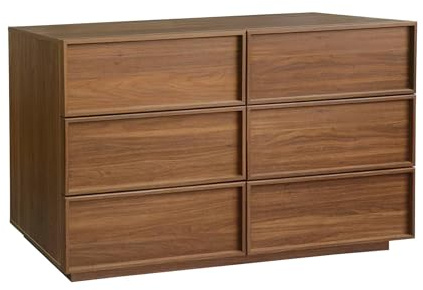 Alice's Garden sweeek - Commode de Rangement Effet Bois 6 tiroirs Noyer L 120 x P 43 x H 75cm - Kuba