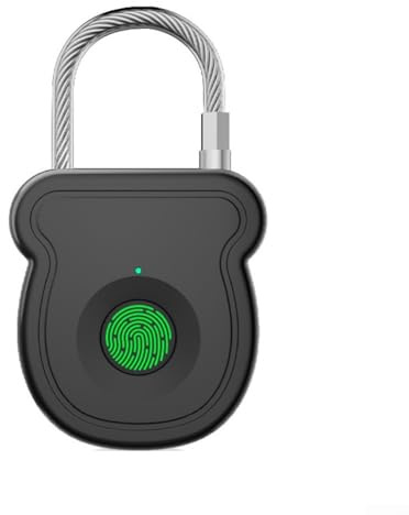 HOHOVYVY Fingerabdruck Schloss,Biometrisches Fingerabdruck-Vorhängeschloss USB-C Ladbar Mit 20 Fingerabdrücke Speicher Für Koffer Schrank Tür(Black)