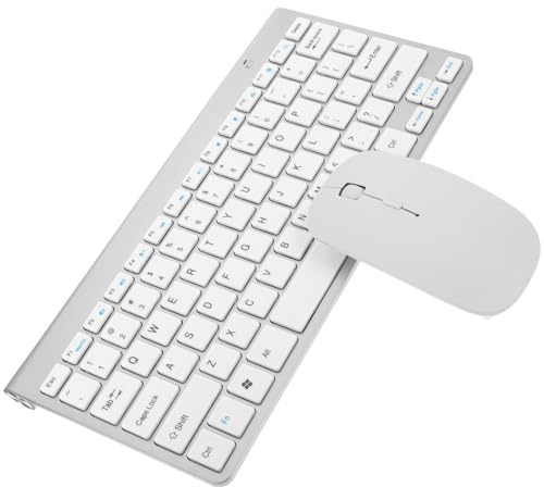 Mikinona Combo de Teclado y Ratón Inalámbricos Silenciosos para Pc, Diseño Compacto y Recubrimiento Resistente, Conexión Estable 2.4 GHz, de Energía, Adecuado para Oficina y Uso Diario