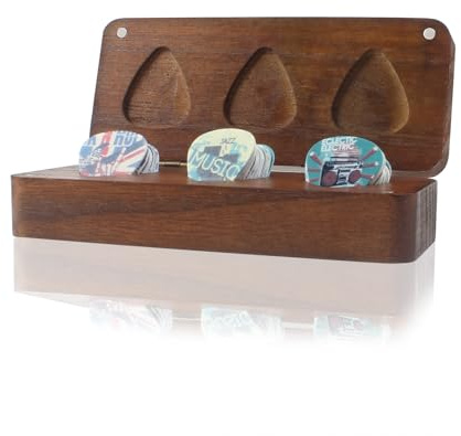 62 Pack Guitar Picks with Wooden Organizer Storage Box, 3 Different Thickness Colorful Guitar Picks Plectrums for Acoustic Guitar, Electric Guitar, Bass, Ukulele (Music elements)