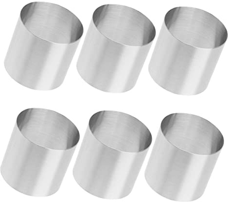 Angoily 6 pièces Moules à Gâteau Inox Ronds Anneaux Pâtisserie Réutilisables Outils de Cuisson Faciles à Démouler et Nettoyer Adaptés Biscuits et Mousses