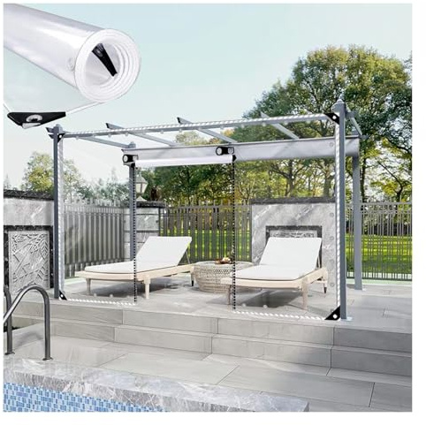 ZHENGQIAN Telone con Cerniera,Telo occhiellato Trasparente,700g/m²,Tende Telone for Esterno con Porta Cerniera,Telo PVC Trasparente 0.5mm,per pergole, Giardini, Garage(H2xW3.5M/H6.56xW11.48ft)