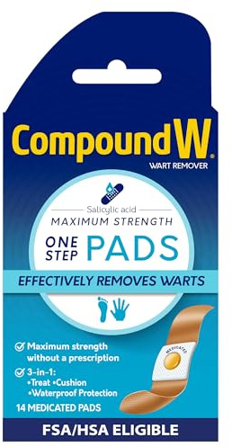 Compound W Wart Remover Maximum Strength One Step Pads with Salicylic Acid, 14 Medicated Pads