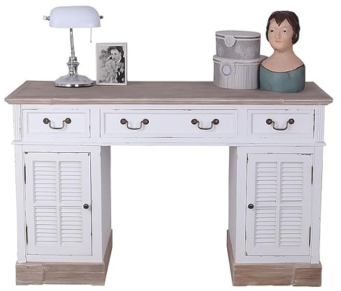 PALAZZO INT Schreibtisch Landhausstil Computertisch Weiss Schreibmöbel Shabby Chic