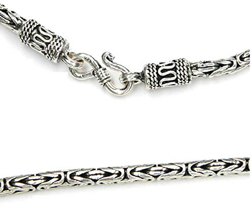 Drachensilber Königskette 2.5 mm Stärke 50cm lang, aus massivem 925 Sterling Silber, handgefertigte Silberkette rundes Profil, schwere Silberkette