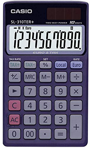 CASIO Taschenrechner SL-310TER+, 10-stellig, Steuerberechnung, Währungsumrechnung, Solar-/Batteriebetrieb