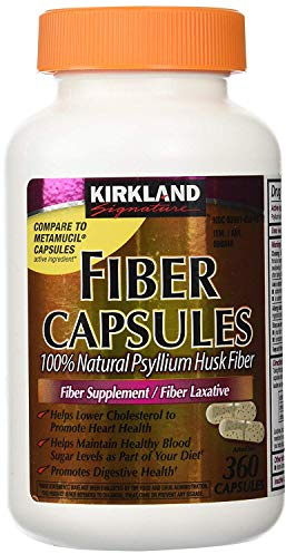 Fiber Capsules Kirkland Therapy for Regularity/Fiber Supplement, 360 capsules - Compare to the Active Ingredient in Metamucil Capsules