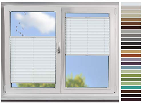 EFIXS Plissee Tag auf Maß, Breite bis 120 cm, Höhe bis 220 cm, Hier: Breite bis 070 cm, Höhe bis 160 cm, Typ: Crepe, Stofffarbe: weiß (BS001), Modell: COVS2, Maßanfertigung