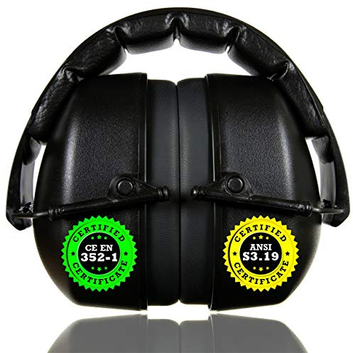 ClearArmor Safety Ear Muffs Hearing Ear Protection - 31.5 dB SNR Noise Reduction - Comfortable Earmuffs that Work for Hunting, Gun Range, Mowing