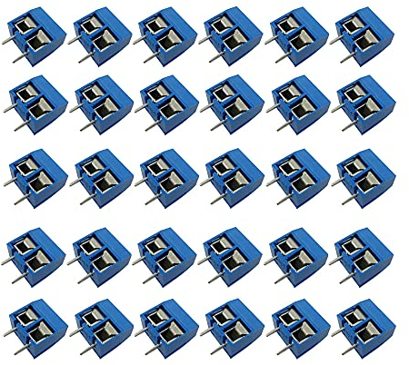 Aihasd 30 Stück Screw Terminal Leiterplatten-Anschlussklemme Block 5.08mm 2 Pin Pitch Klemme Printklemme 300V 16A