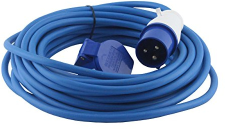 Zexum 3082 16 A Arctic Male to Female Caravan and Camping Electric Mains Hook Up Extension Cable Lead, Blue, 1 m