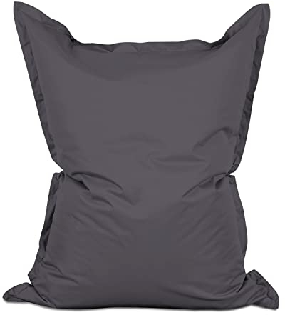 Lumaland Riesen-Sitzsack XXL 140x180 cm | Wasserfestes Indoor & Outdoor Liegekissen mit über 3 Mio. anpassungsfähigen EPS-Perlen | Bean Bag mit waschbarem Bezug [Anthrazit]