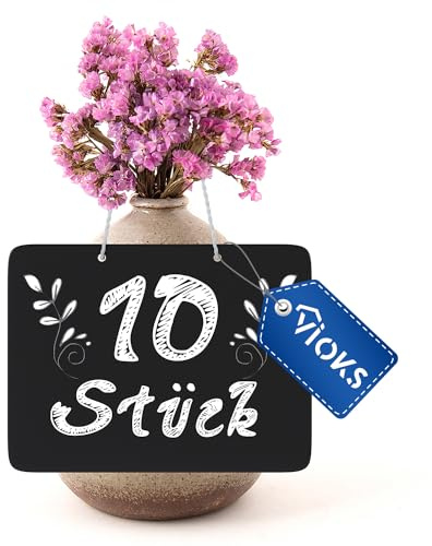 VIOKS 10 Stk Kreidetafeln mit Seil zum Beschriften & Reserviert Schilder | Mini Tafeln 10,2 x 7,6cm für Gastronomie, Preisschilder Buffet Schilder