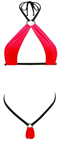 SHERRYLO Micro Bikini Extreme Sexy G String Bikinis Slutty Microkini Mini String Maillot de Bain, Rouge, Taille Unique