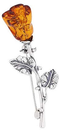 Milena Brooch Silver and Baltic Amber - Rose