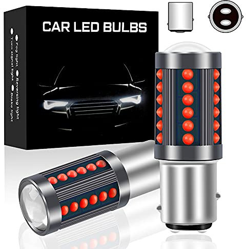 yifengshun 2 uds rojo 1157 BAY15D P21 / 5W bombillas LED 36SMD LED luz de señal de freno trasero bombilla impermeable