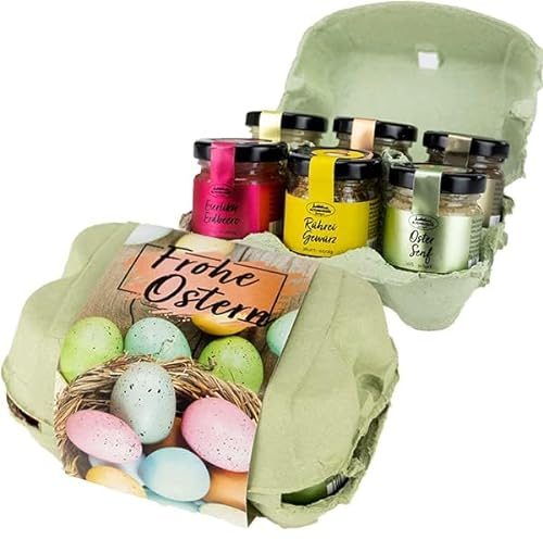 Altenburger Original Frohe Ostern Geschenk, Eierlikör Geschenkset mit Senf und Gewürzen, Ostern Geschenke Erwachsene, Senf Geschenk Ostern für Männer und Frauen, Geschenkideen Ostern mit Klötenköm