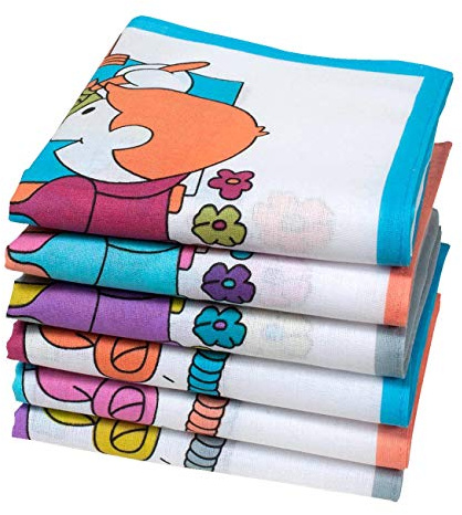 Merrysquare - 6 Niño Pañuelos - 100% Algodón - 30 Centimetros (Gribouille)