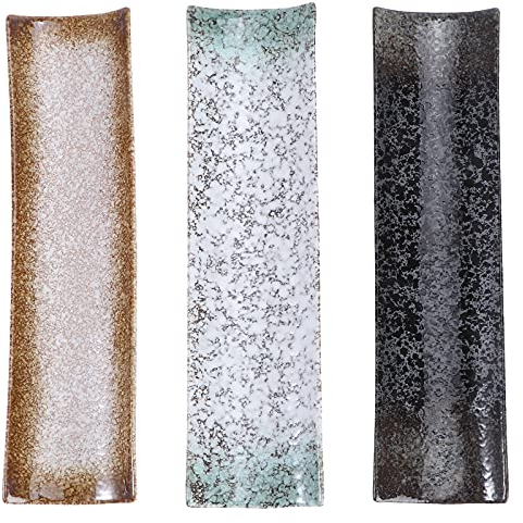 HEMOTON - Piatto Rettangolare in Ceramica per Sushi, 3 Pezzi, in Stile Giapponese, per servire Piatti da tavola per casa, Ristorante