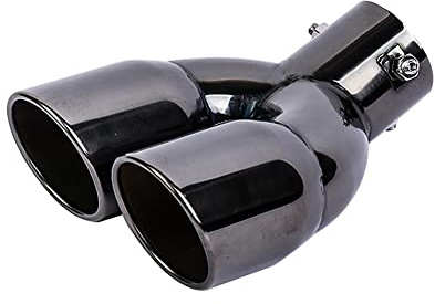 76mm Auspuffspitzen Auspuff, Edelstahl Doppelrohr Auspuffblende Edelstahl Auto Auspuff Dual-Outlet Universal Auspuffblende Schalldampf Endrohr Gebogen Doppelendrohr Blende Endrohre