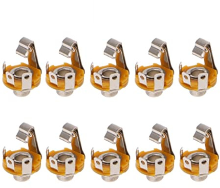 GDQLCNXB 6.35mm 1/4inch Female Stereo Socket Panel Mount Jacks, Patch Cables, Microphone Connector Adapter 10Pcs