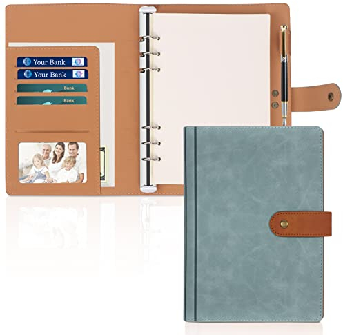 Skycase A5 Ringbuchordner aus PU-Leder, inkl. A5 Füllpapier, 6-Ring-Mechanik, blau – Praktischer Planer, Notizbuch & Portfolio für Schule, Studium & Büro